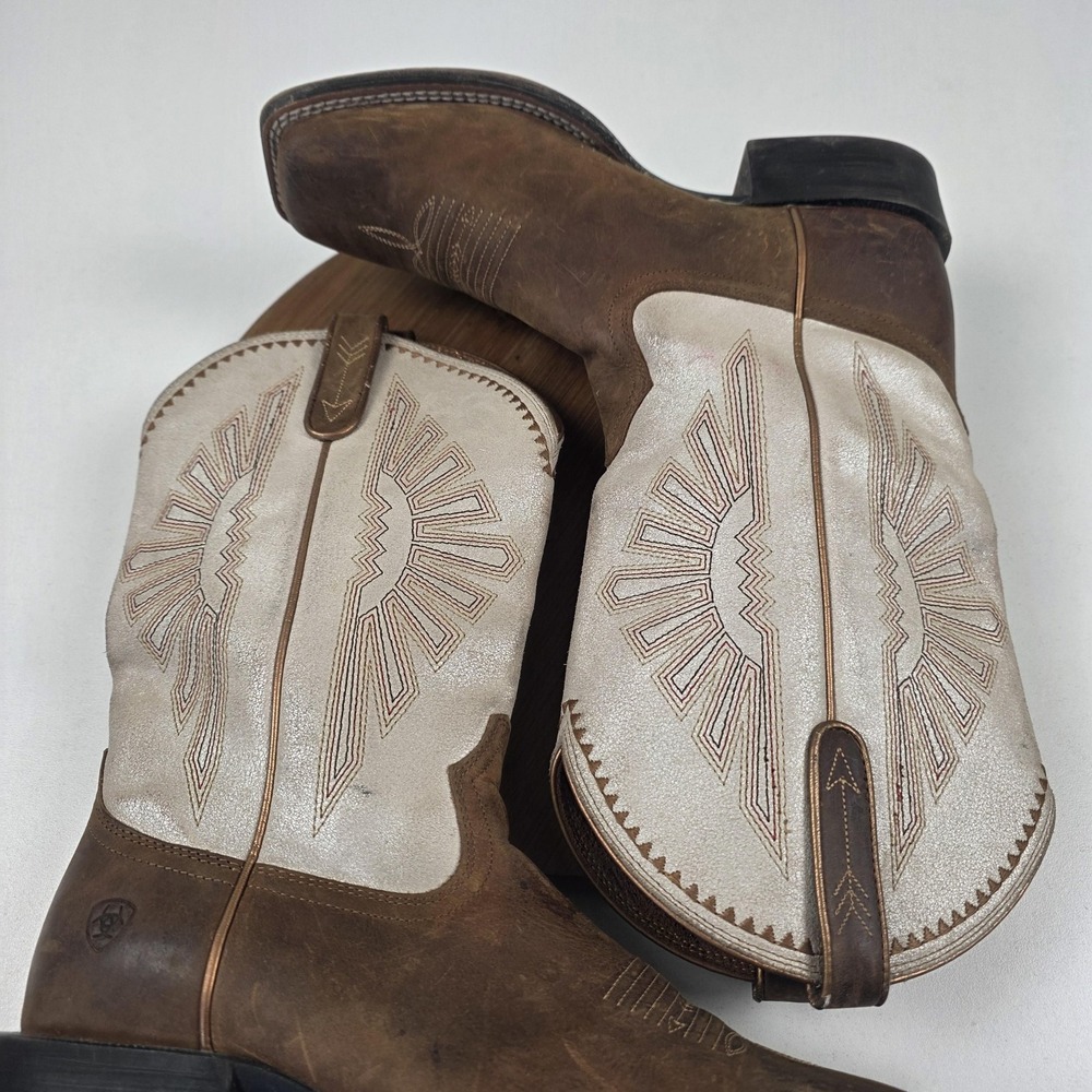 Ariat Boots Womens Size 9.5 Brown Leather Mid Calf Western Square Toe 10025036 - Picture 11 of 16